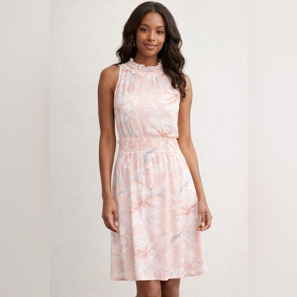Ryegrass Pink Blush Floral Sleeveless Dress NEW